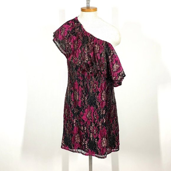 NWT Wayf One Shoulder Floral Print Lined Mini Dress Sz M - Picture 1 of 10